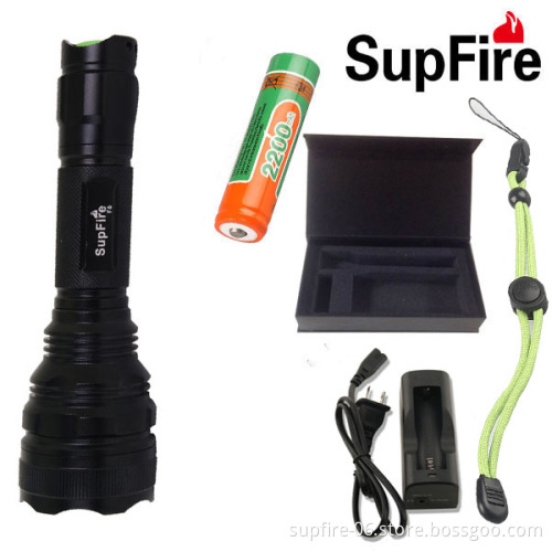 Rechargeable aluminum alloy super bright SupFire F6 LED police torch